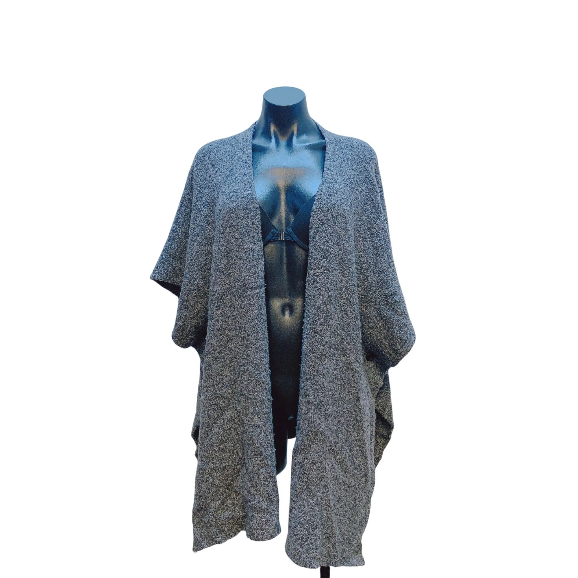 Eskandar Gray Wool Blend Poncho Cardigan
