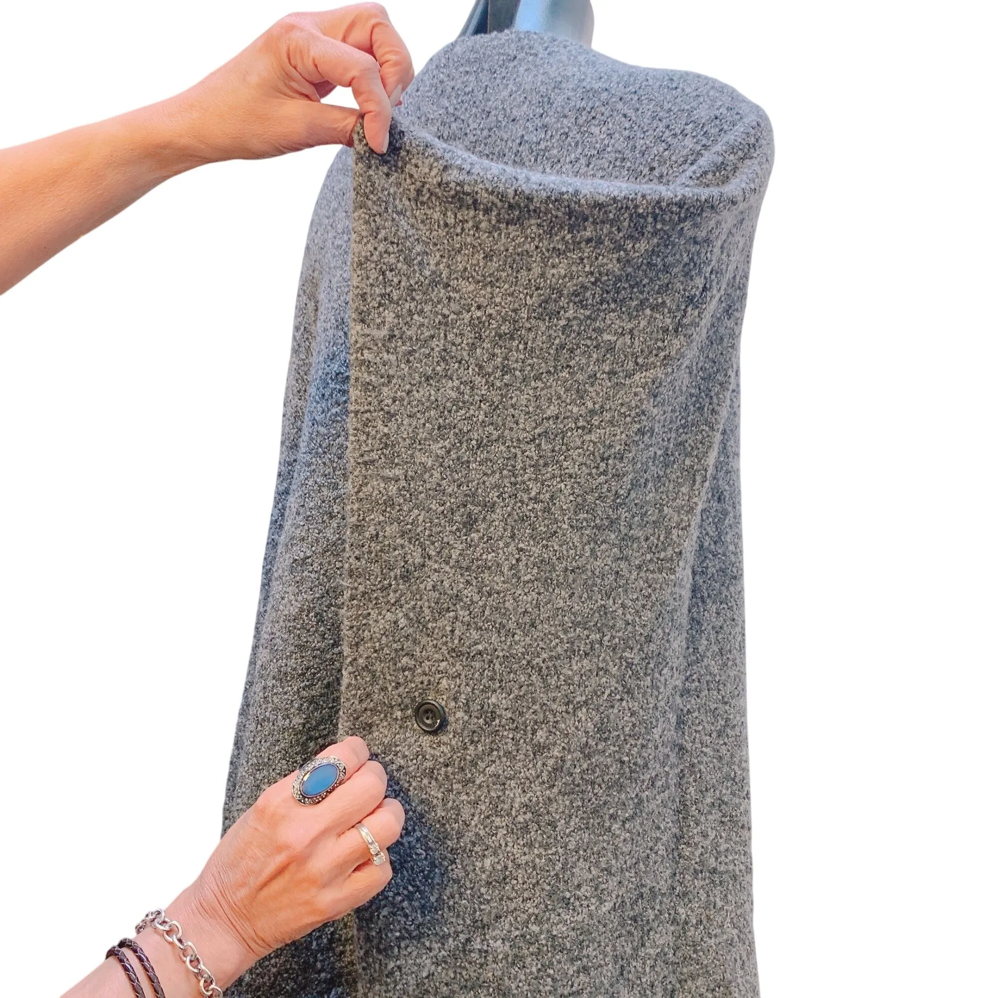 Eskandar Gray Wool Blend Poncho Cardigan