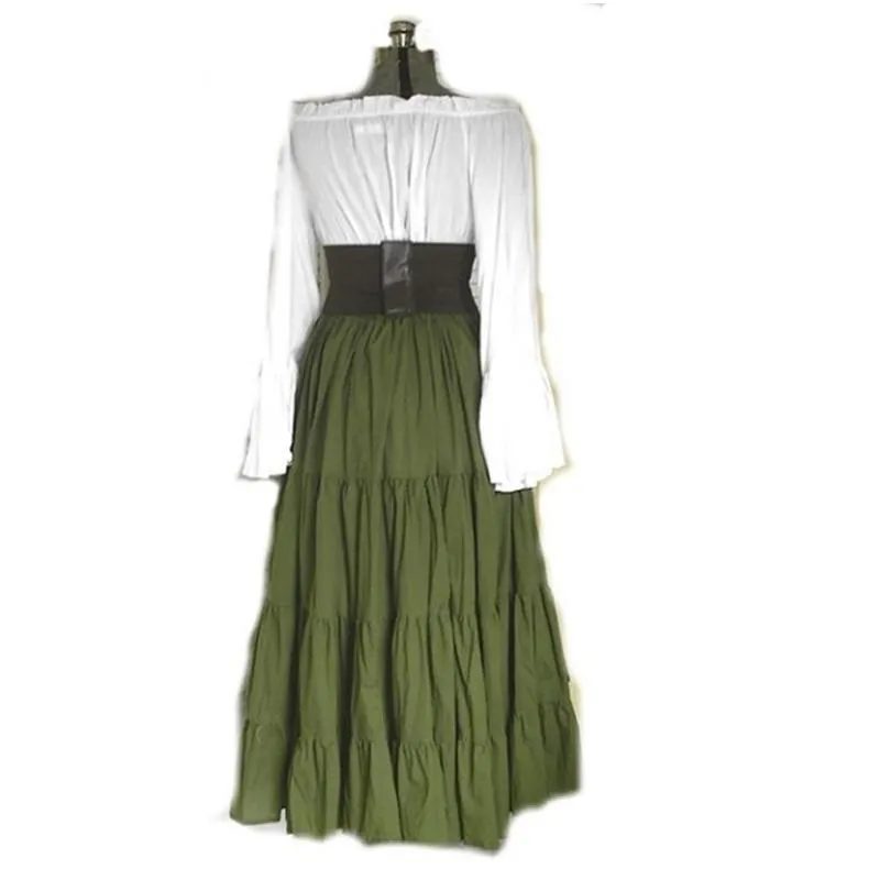 Female's Vintage Medieval Trumpet Sleeves Gothic Midi Dress | Renaissance Evening Gowns Party Cosplay Dress