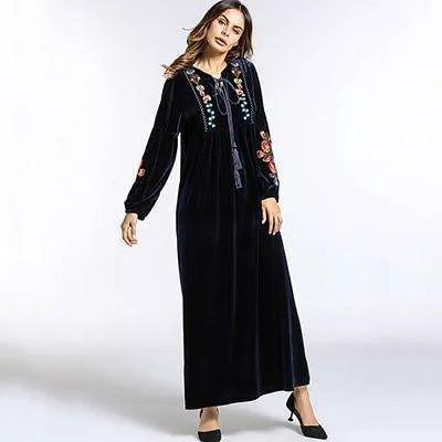 Floral Velvet Bishop Dress