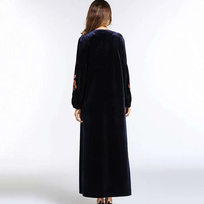 Floral Velvet Bishop Dress