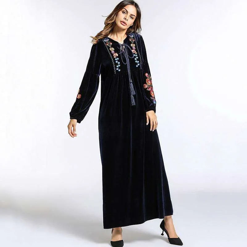 Floral Velvet Bishop Dress