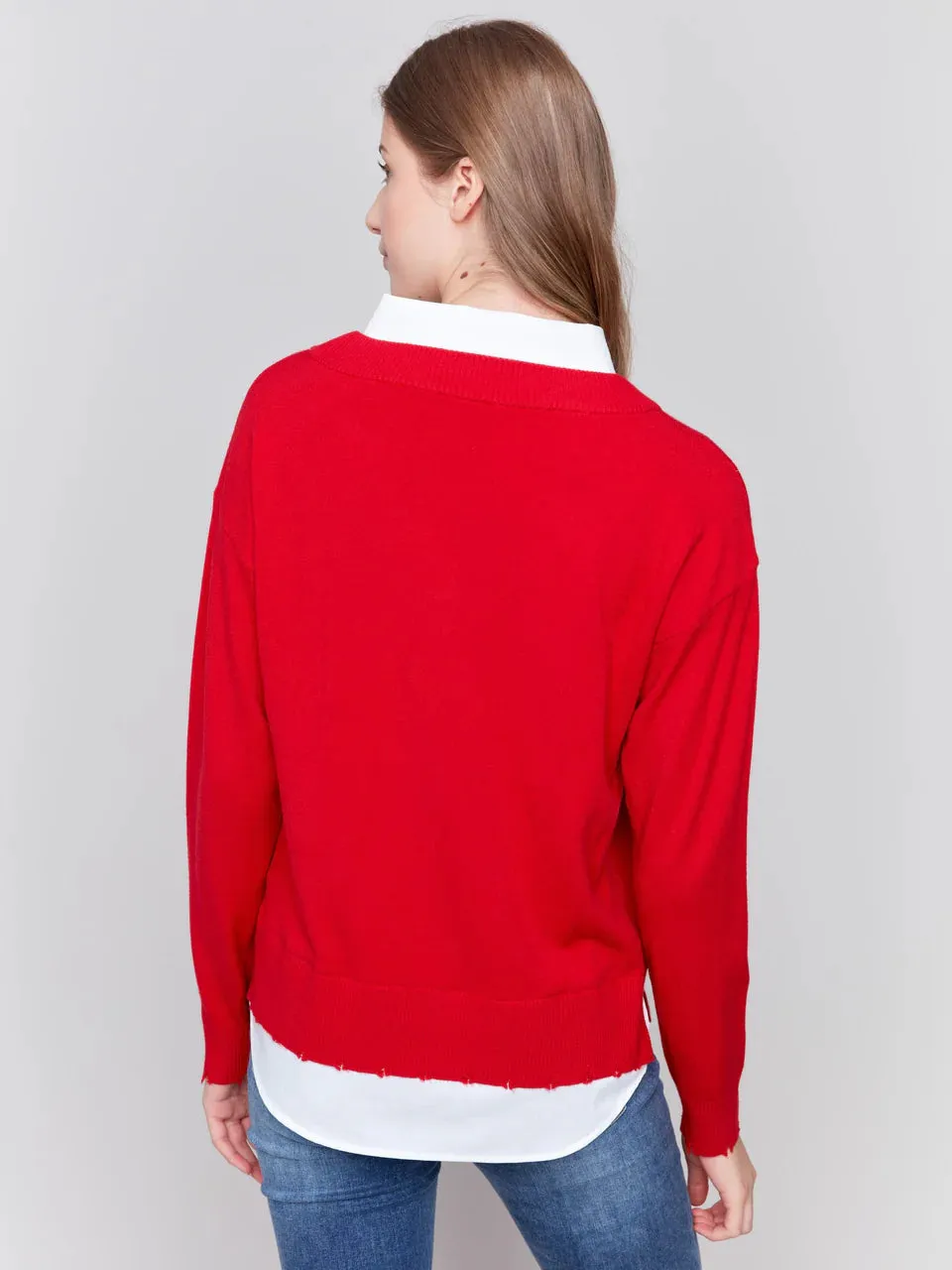 Fooler Collared Sweater - Cranberry