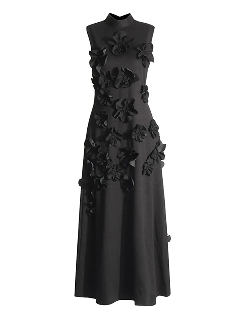 French Pink 3D Flower Appliques Sheath Maxi Dress