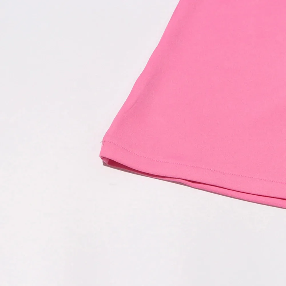 French Pink 3D Flower Appliques Sheath Maxi Dress