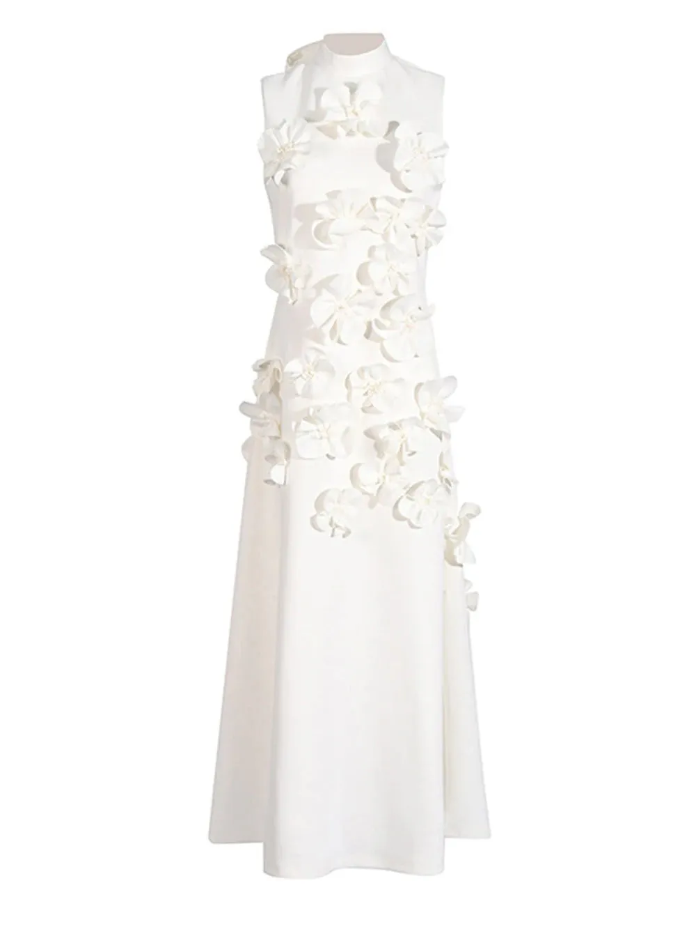 French Pink 3D Flower Appliques Sheath Maxi Dress