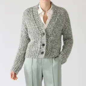 Frozen Sage Woven Wool Blend Cardigan