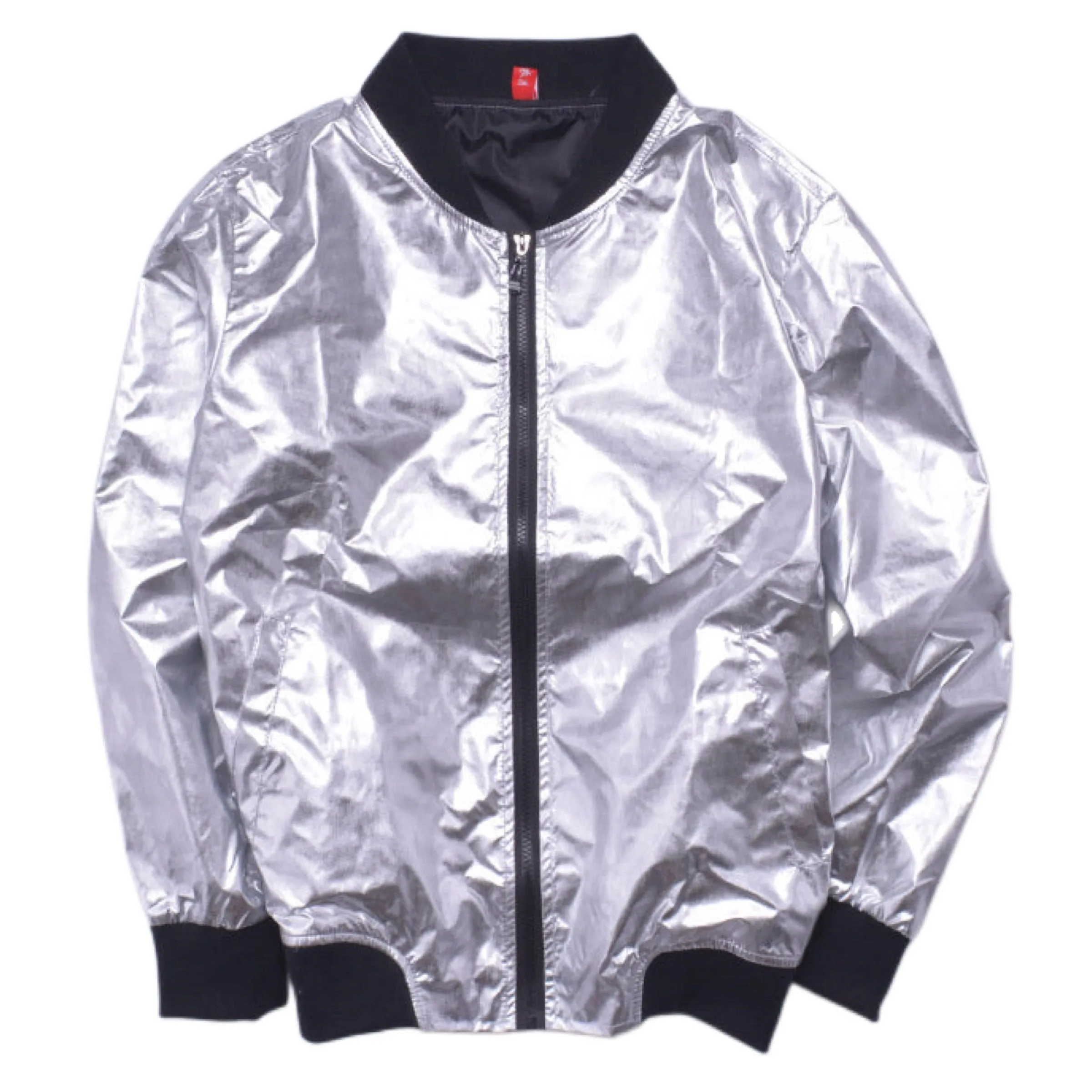 Futuristic Metallic Men Jacket in Gold and Silver Laser Stand Collar Cardigan