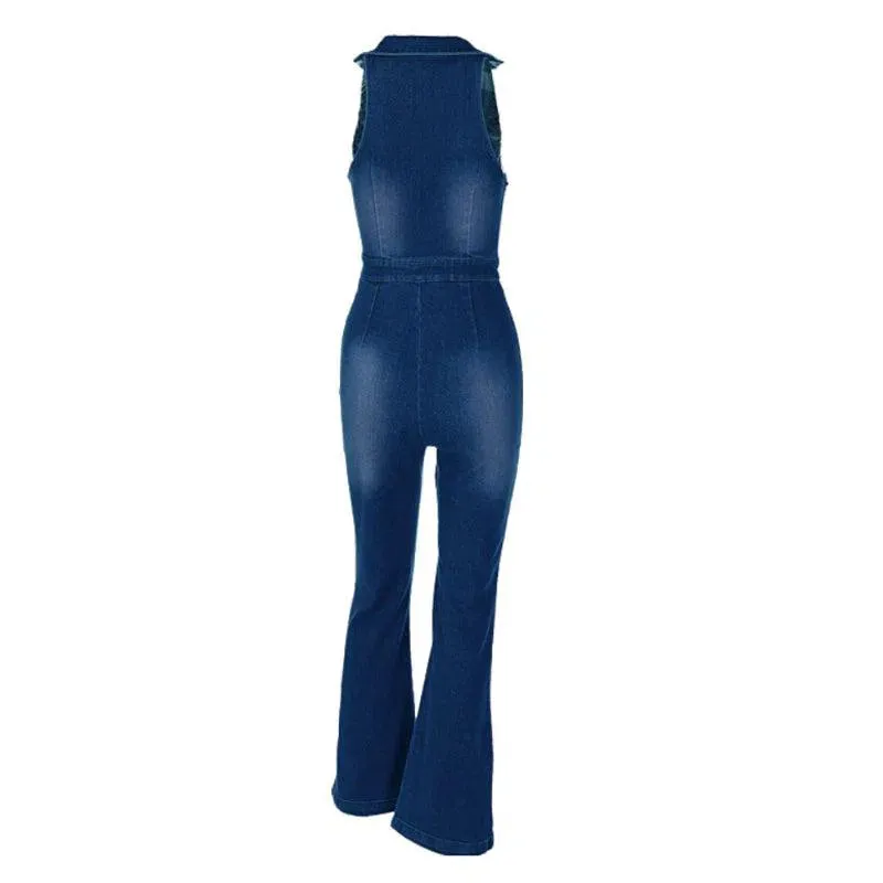 Gabrielle – V-neckline – Denim jumpsuit