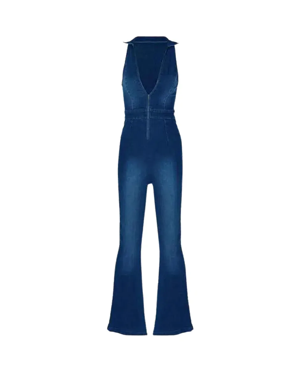 Gabrielle – V-neckline – Denim jumpsuit