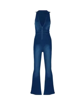 Gabrielle – V-neckline – Denim jumpsuit