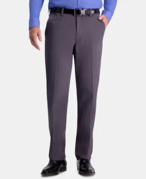 Haggar Mens Comfort Khaki Classic Fit Dress Pants Grey 36 x 32
