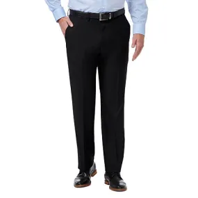 Haggar Mens Regular fit Dress Pants 34 / 29 Black Solid Stretch