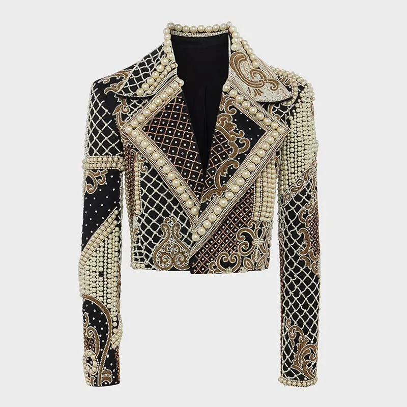 Hand Beaded Cropped Moto
