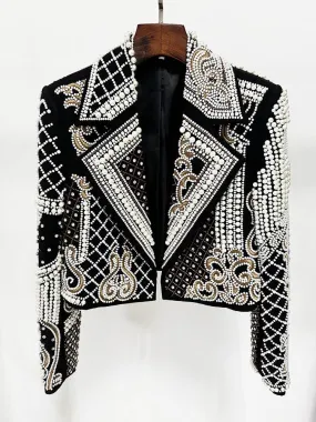 Hand Beaded Cropped Moto