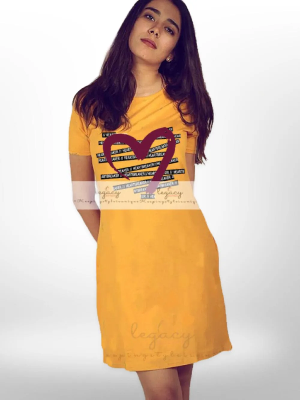 Heart Printed Stylish  Long T-shirt For Women's