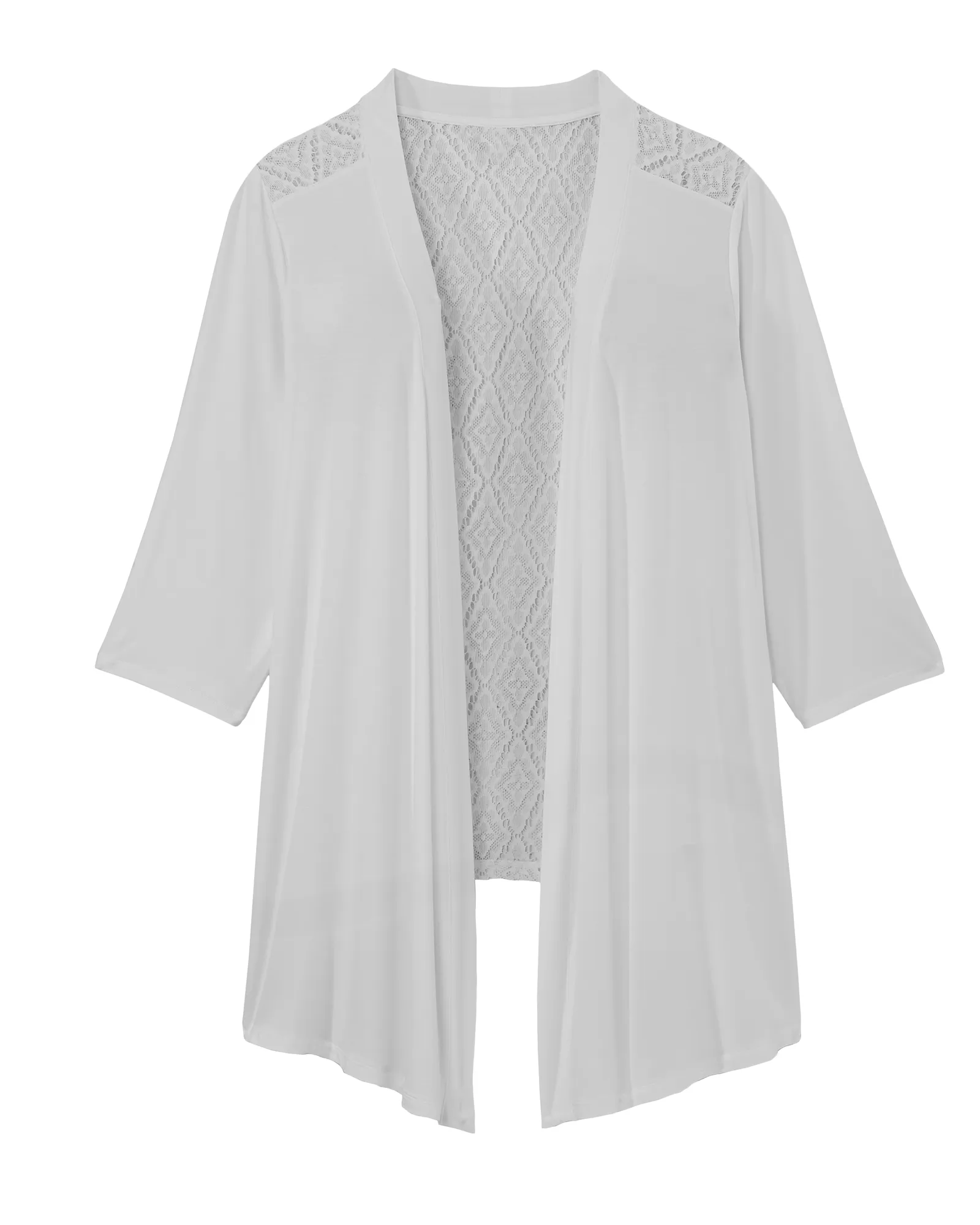 Helen 3/4 Sleeve Pointelle Back Cardigan | Ivory