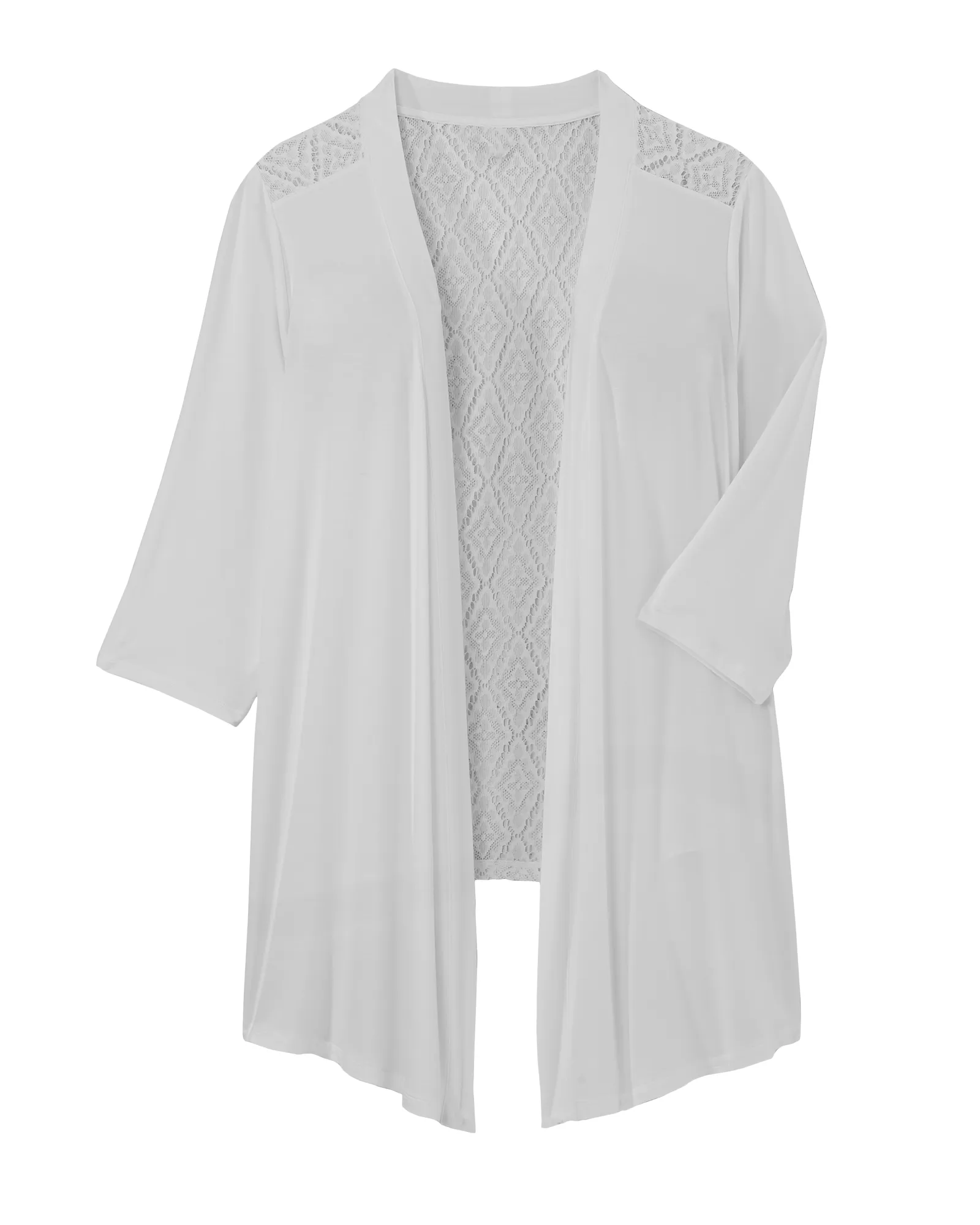 Helen 3/4 Sleeve Pointelle Back Cardigan | Ivory