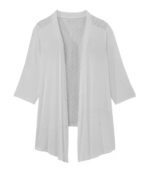 Helen 3/4 Sleeve Pointelle Back Cardigan | Ivory