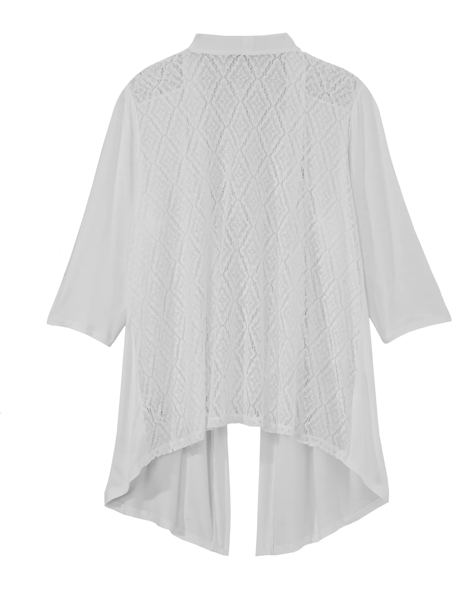 Helen 3/4 Sleeve Pointelle Back Cardigan | Ivory