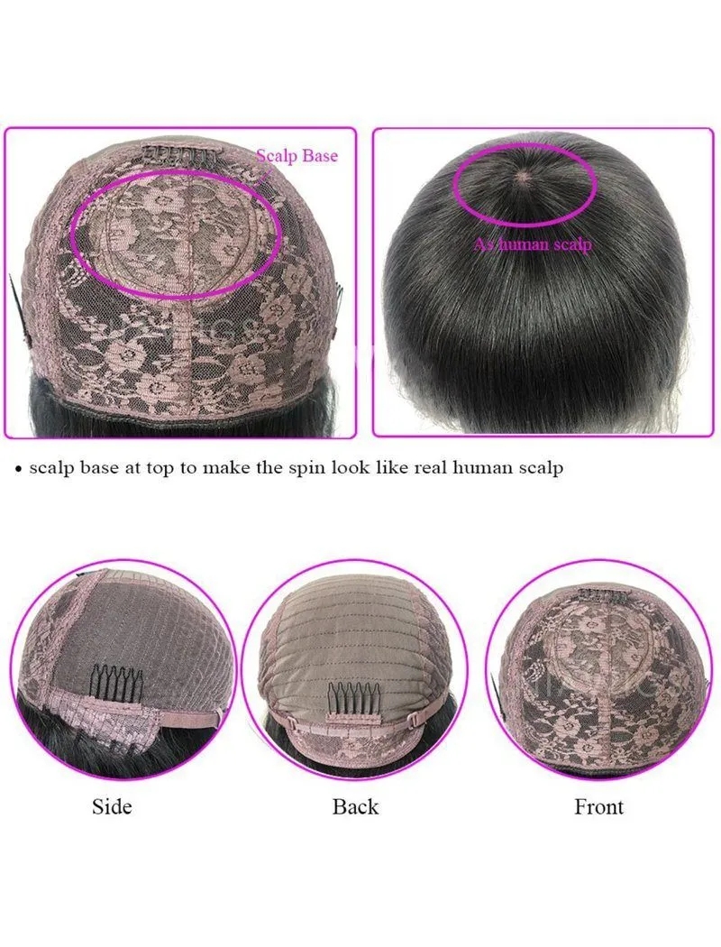 #Highlight Bob Human Hair Wigs With Bangs Scalp Top Machine Made Wig