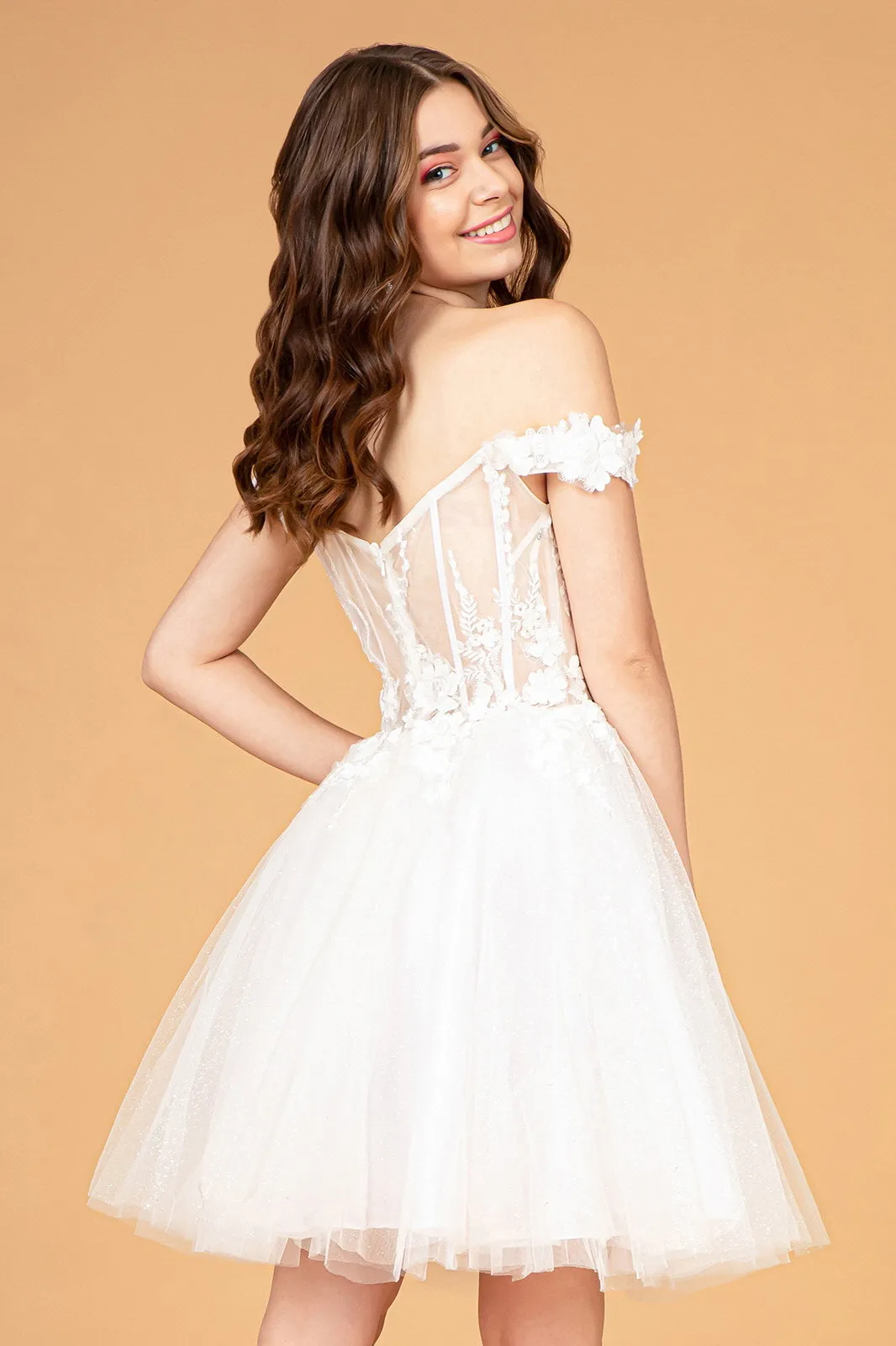 Illusion Sweetheart Mesh Babydoll w/ Sheer Bodice Short Cocktail Dress