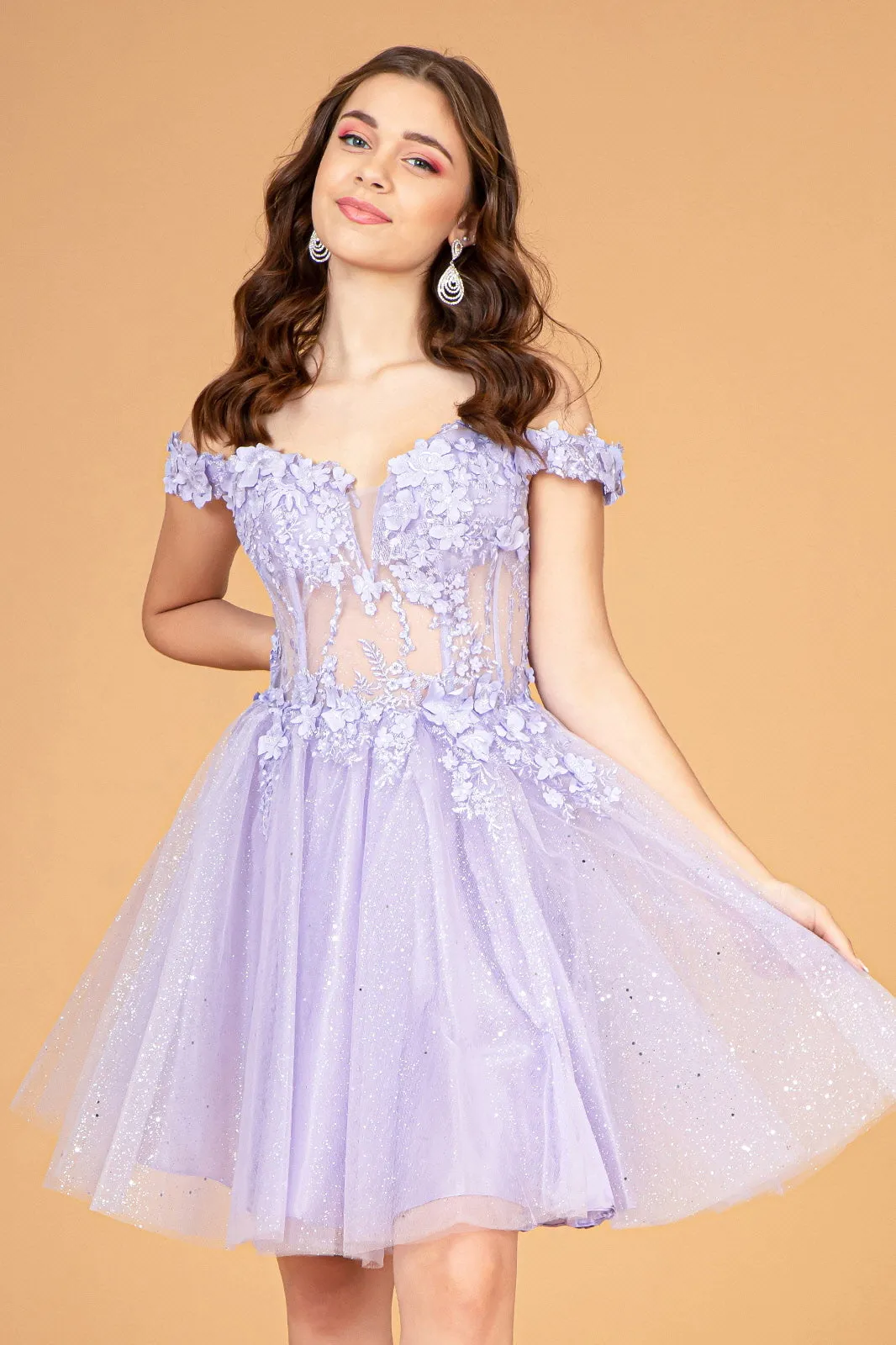 Illusion Sweetheart Mesh Babydoll w/ Sheer Bodice Short Cocktail Dress