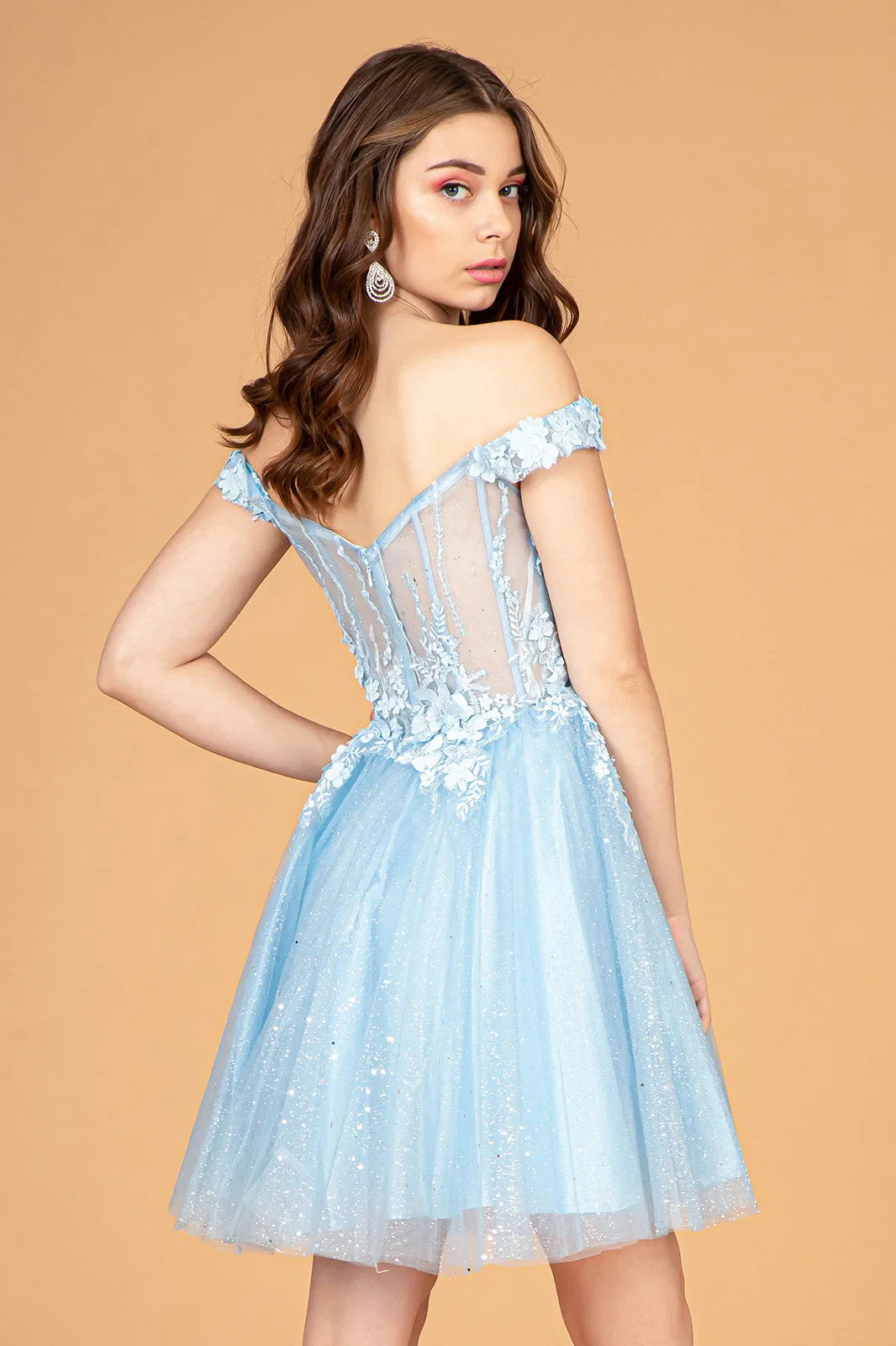 Illusion Sweetheart Mesh Babydoll w/ Sheer Bodice Short Cocktail Dress