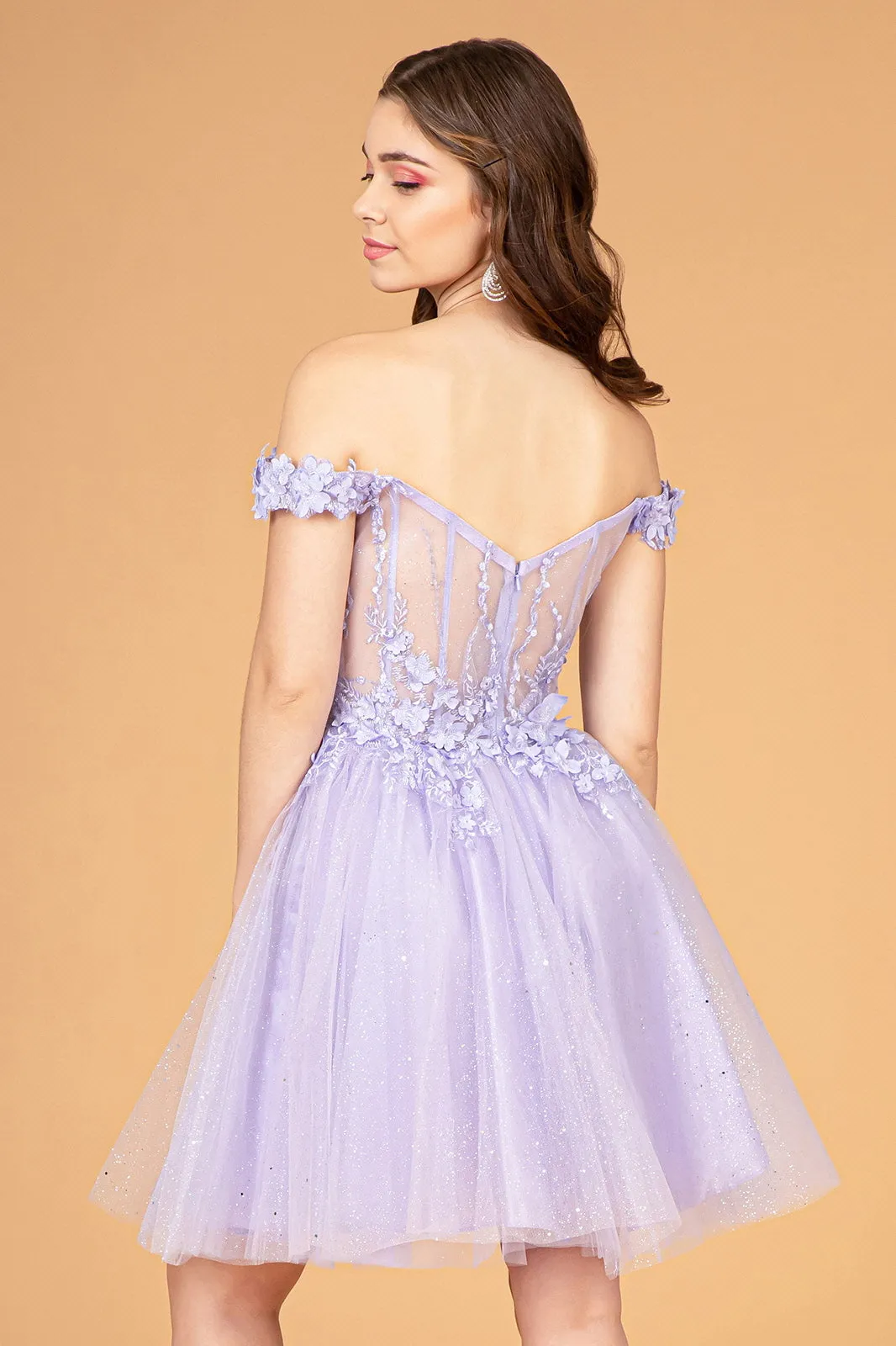 Illusion Sweetheart Mesh Babydoll w/ Sheer Bodice Short Cocktail Dress