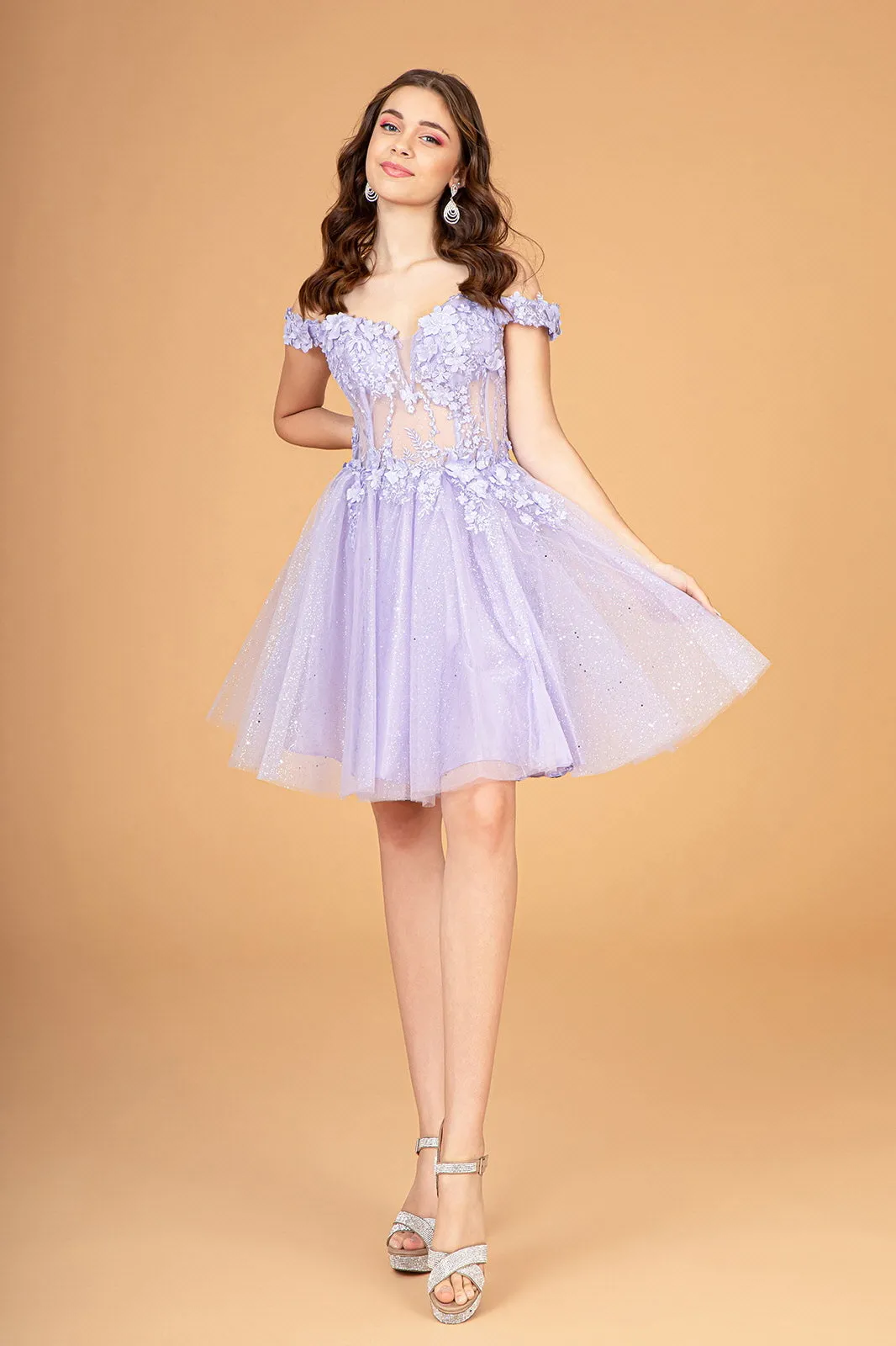 Illusion Sweetheart Mesh Babydoll w/ Sheer Bodice Short Cocktail Dress