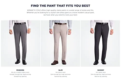 Kenneth Cole Men's Slim Fit Heather Dress Pant, Black, 32W x 29L