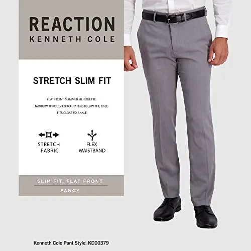 Kenneth Cole Men's Slim Fit Heather Dress Pant, Black, 32W x 29L