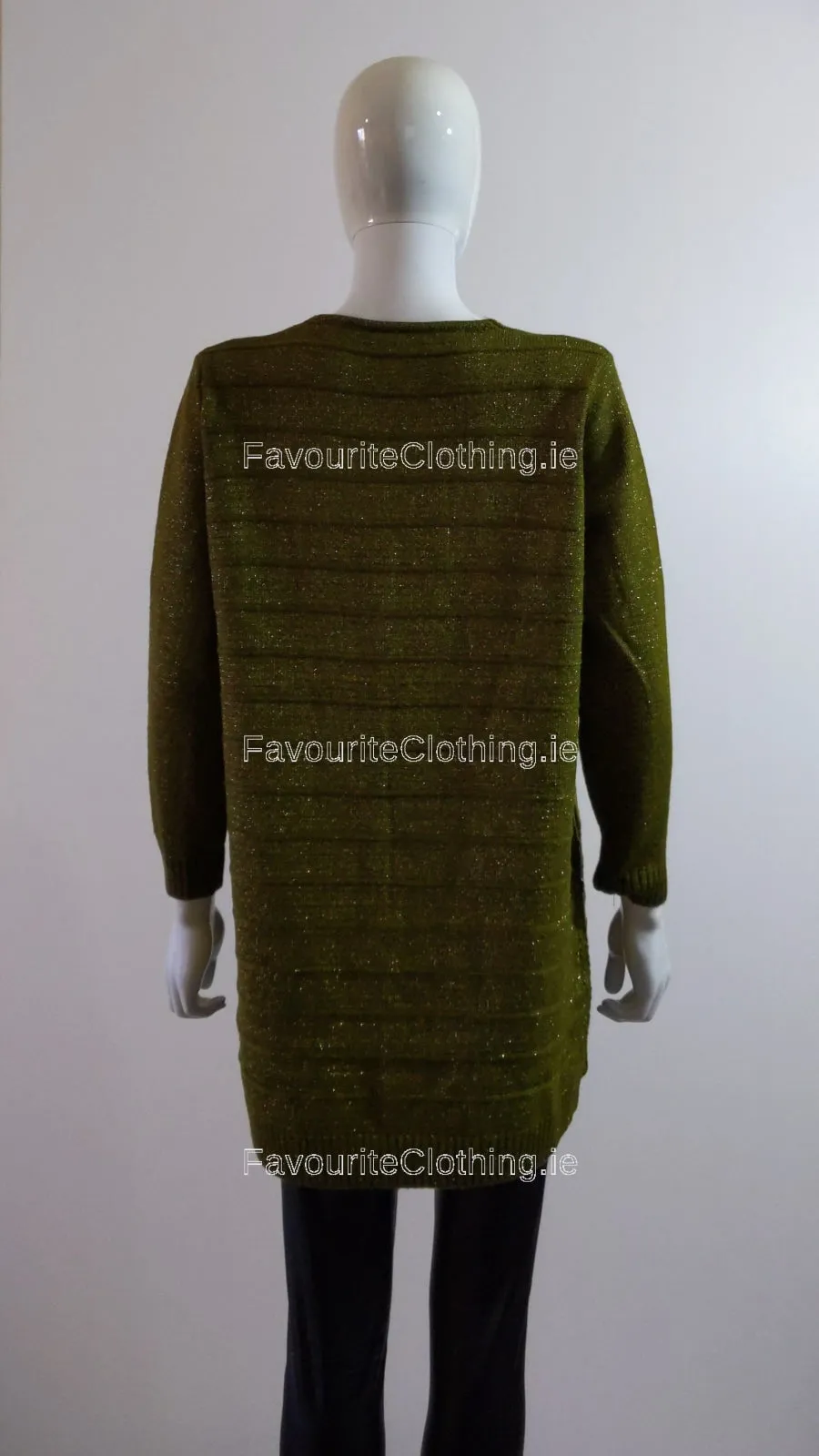 Khaki Green Glitter Design Open Cardigan
