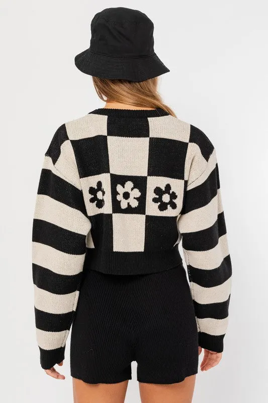 LE LIS Long Sleeve Crop Sweater