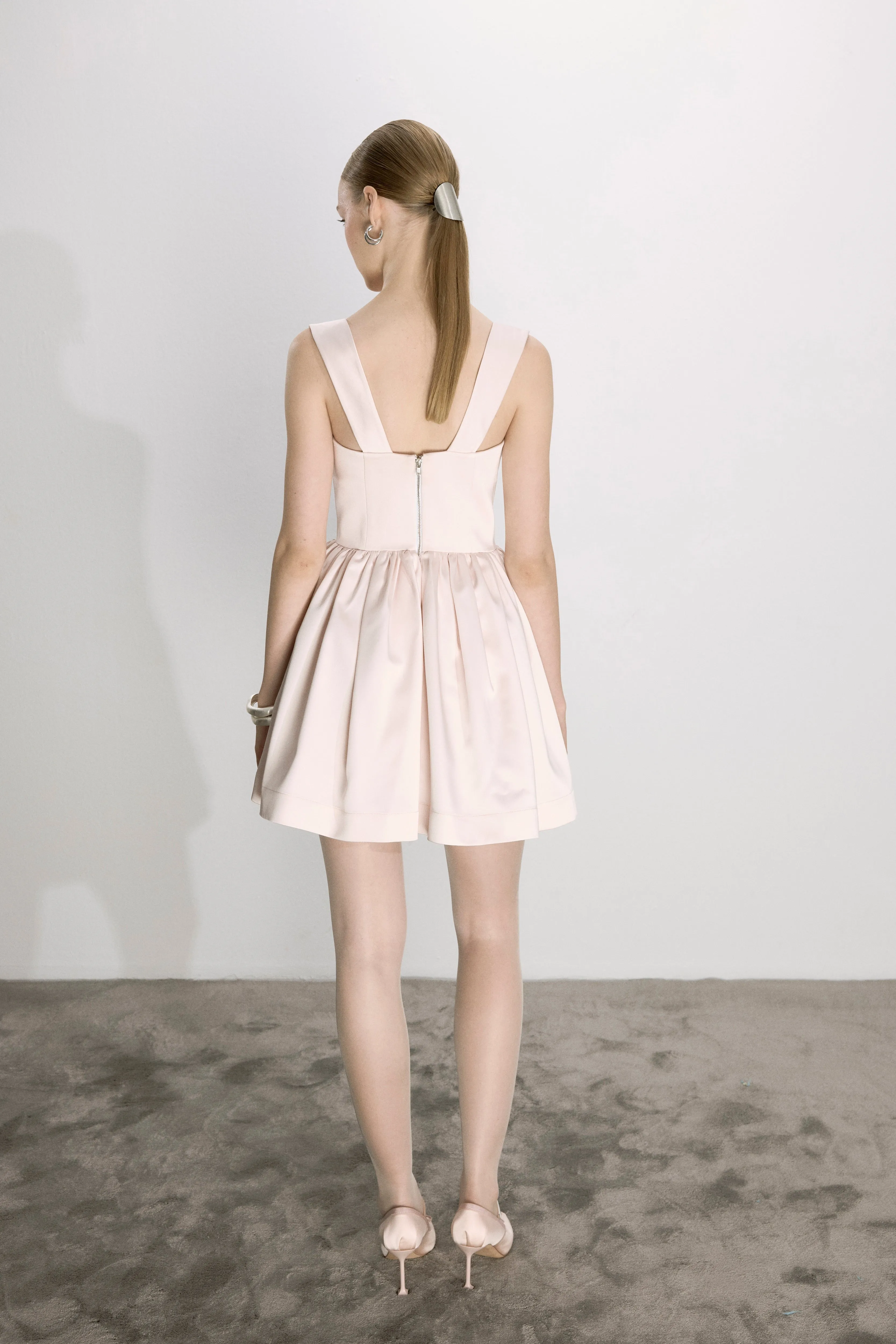 Leanne Satin Mini Dress in Sorbet