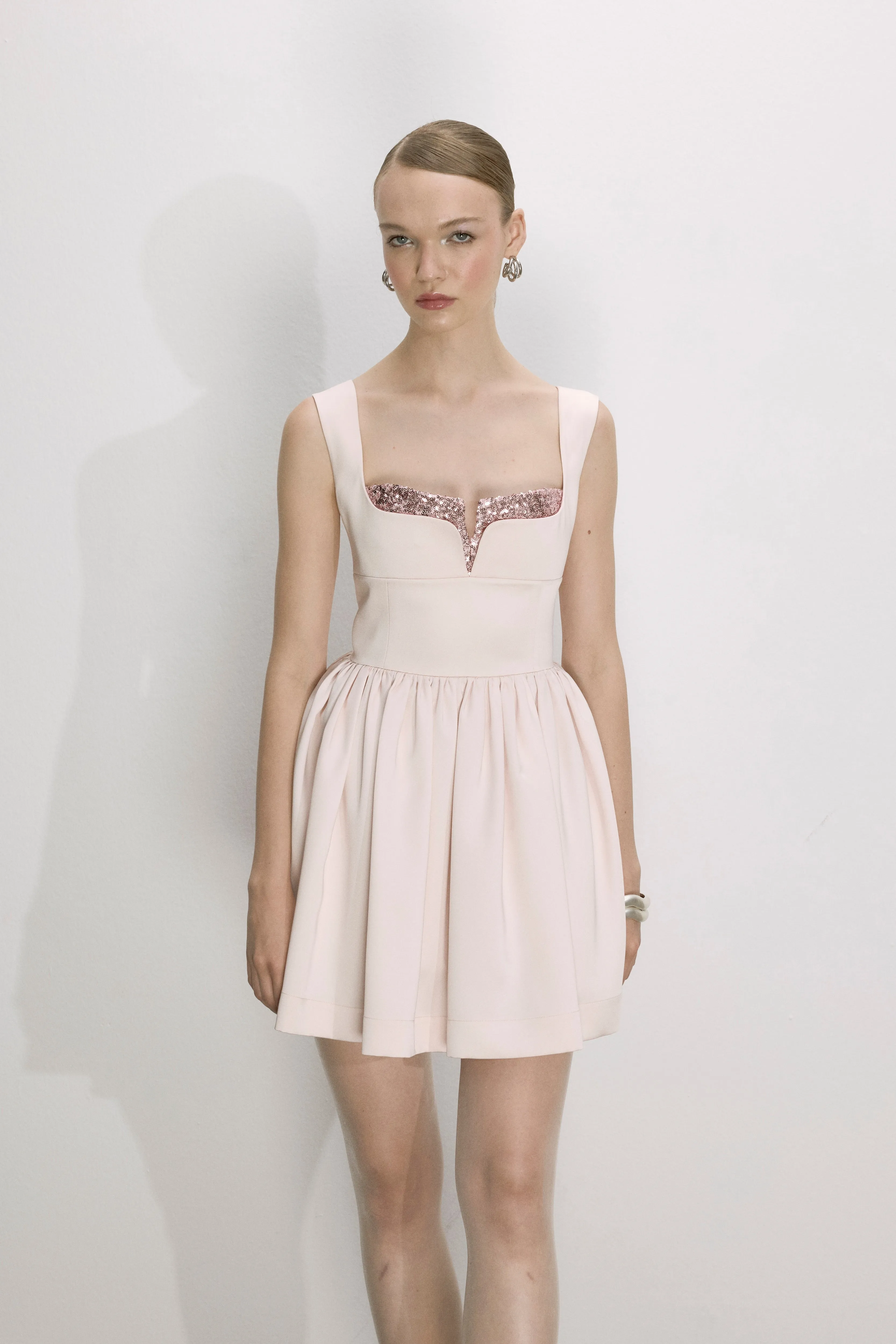Leanne Satin Mini Dress in Sorbet