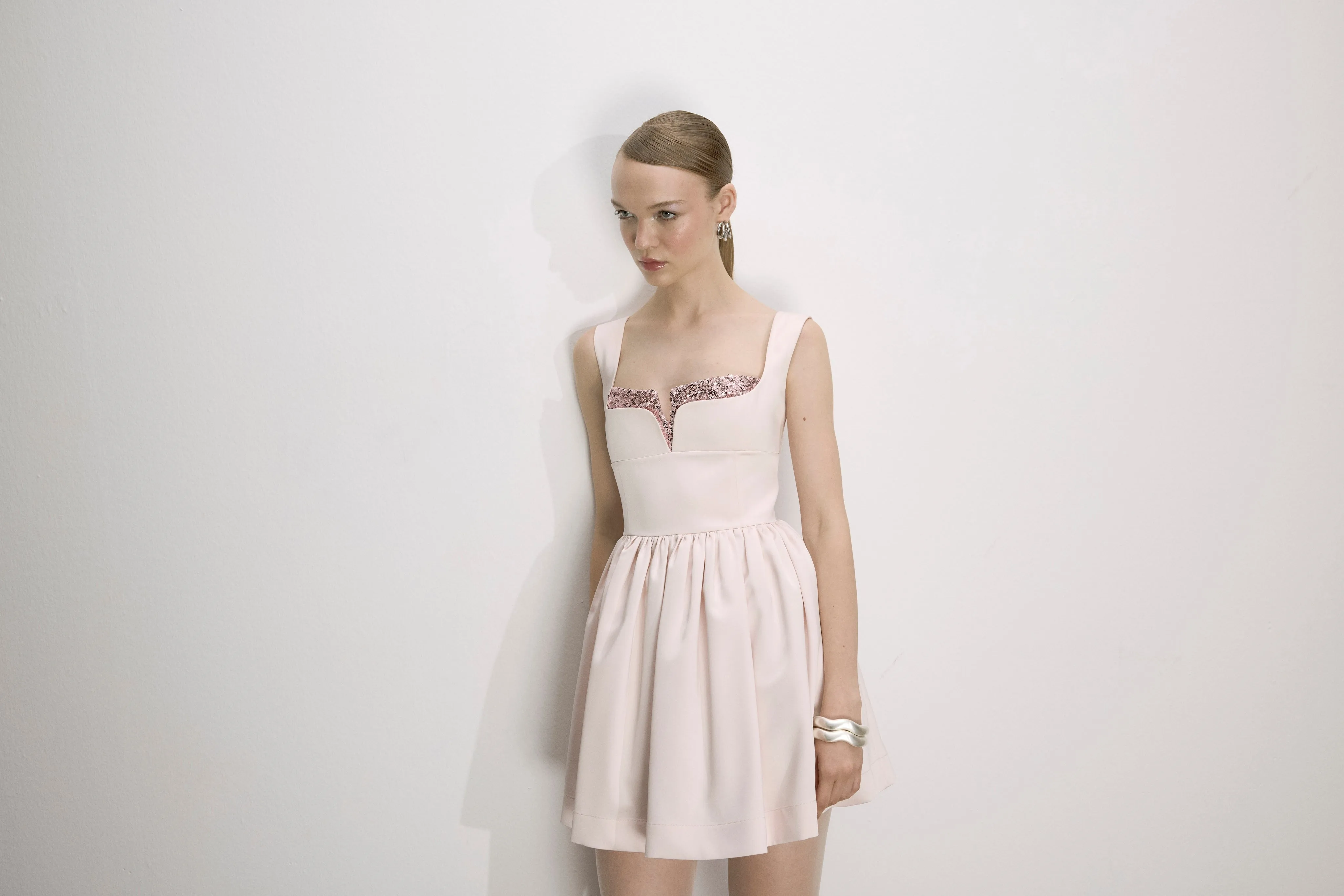 Leanne Satin Mini Dress in Sorbet