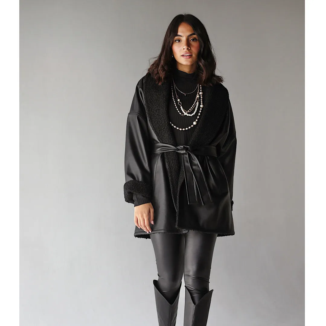 Leather wrap jacket