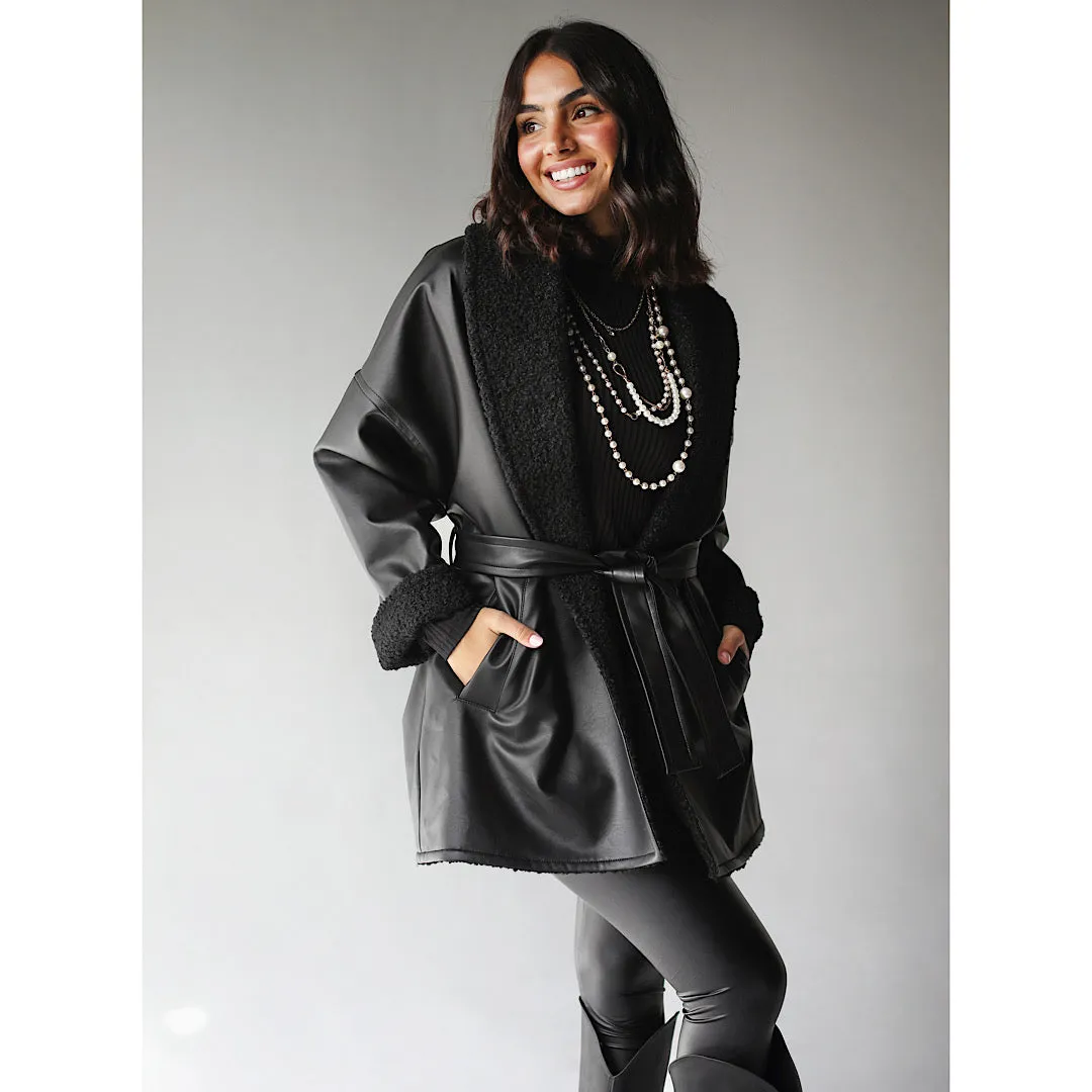 Leather wrap jacket