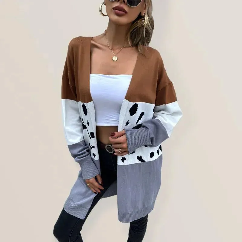 Leopard Print Women Cardigan Sweater