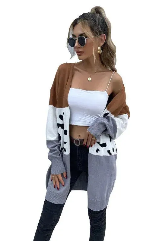 Leopard Print Women Cardigan Sweater