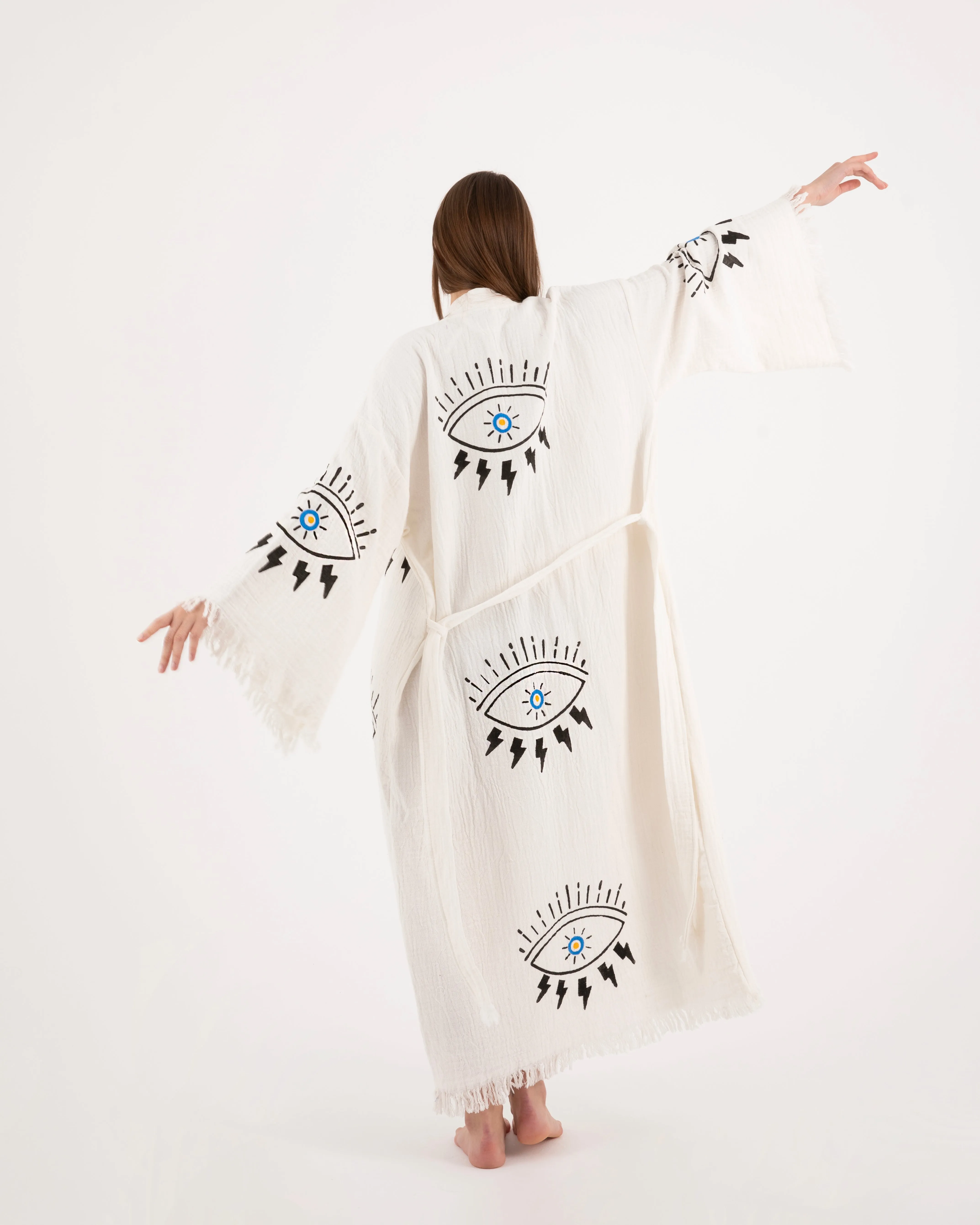 Lightning Eye Pattern White Kimono