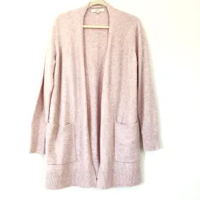LOFT Long Heathered Pink/Purple Cardigan with Pockets- Size L