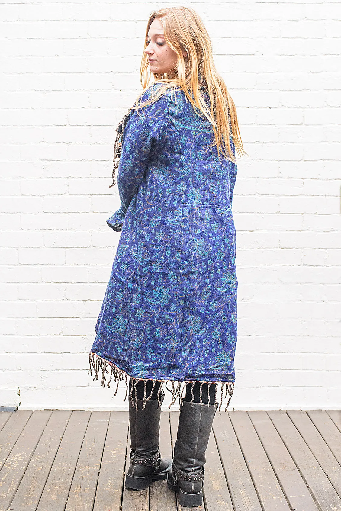 Long Indian Patterned Open Cardigan