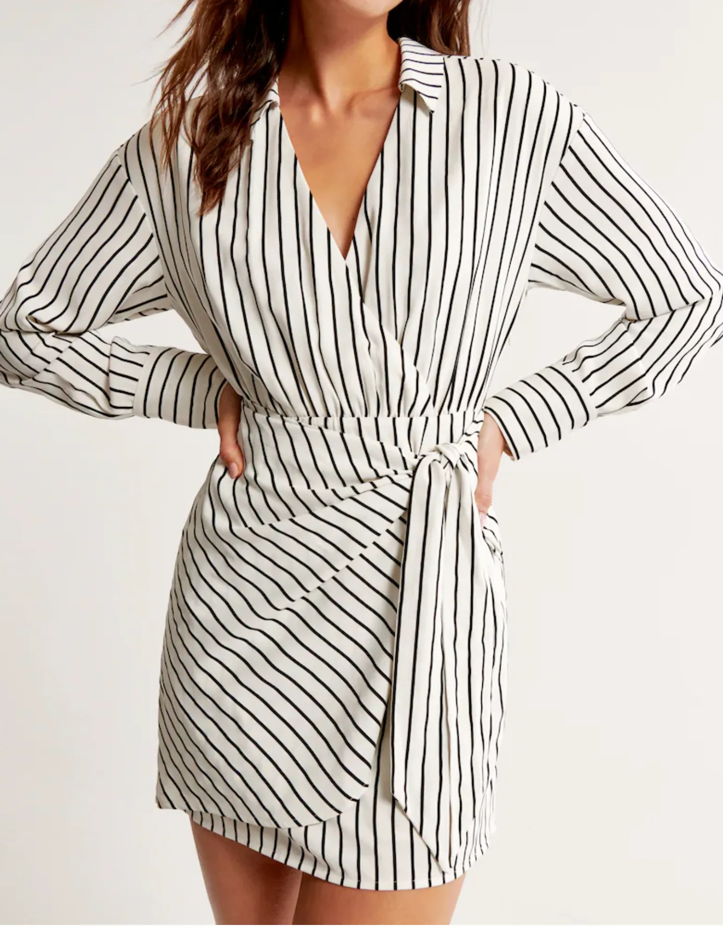 Long-Sleeve Wrap Shirt Dress