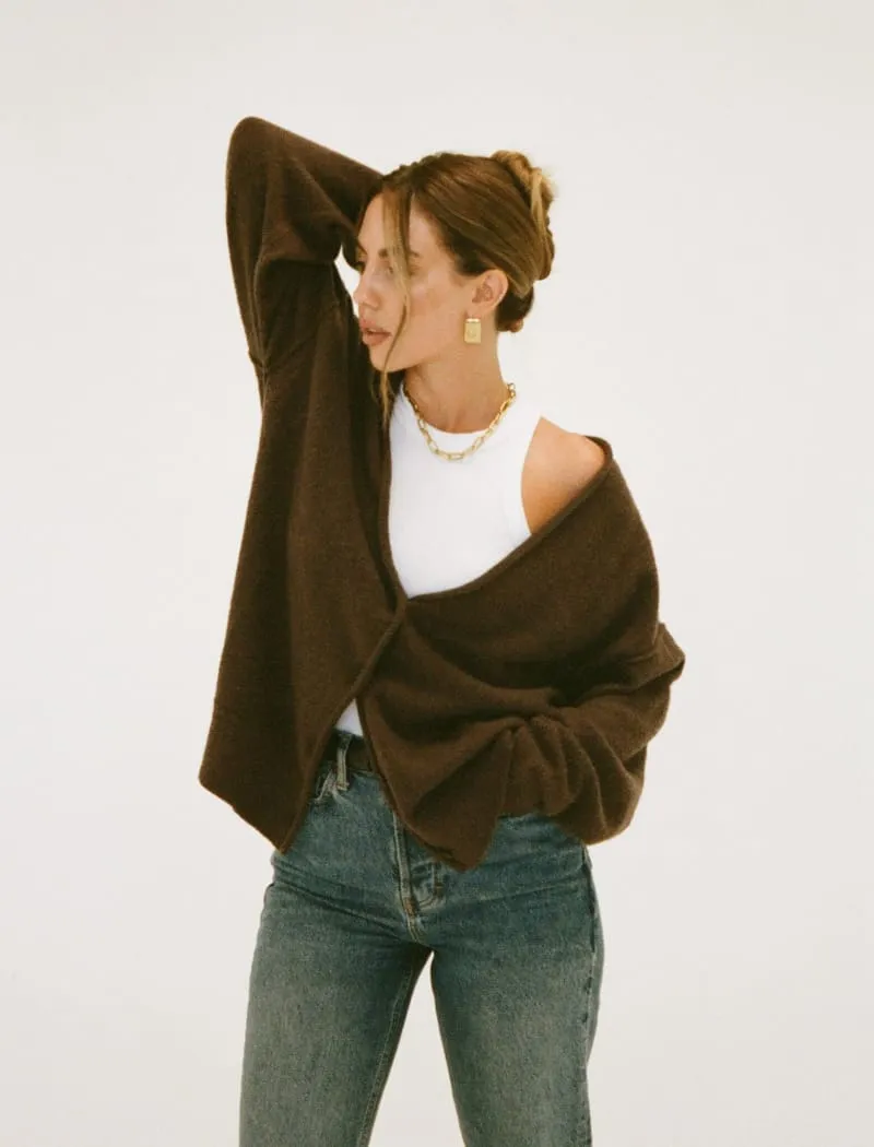Longline Cardigan | Espresso