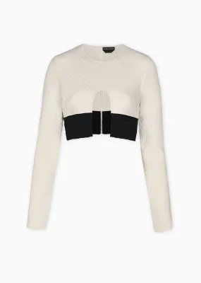 Louvre – Two-Tone Bubble Knit Bolero Jacket