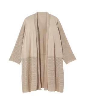 Maeve 3/4 Sleeve Pointelle Cardigan | Tan