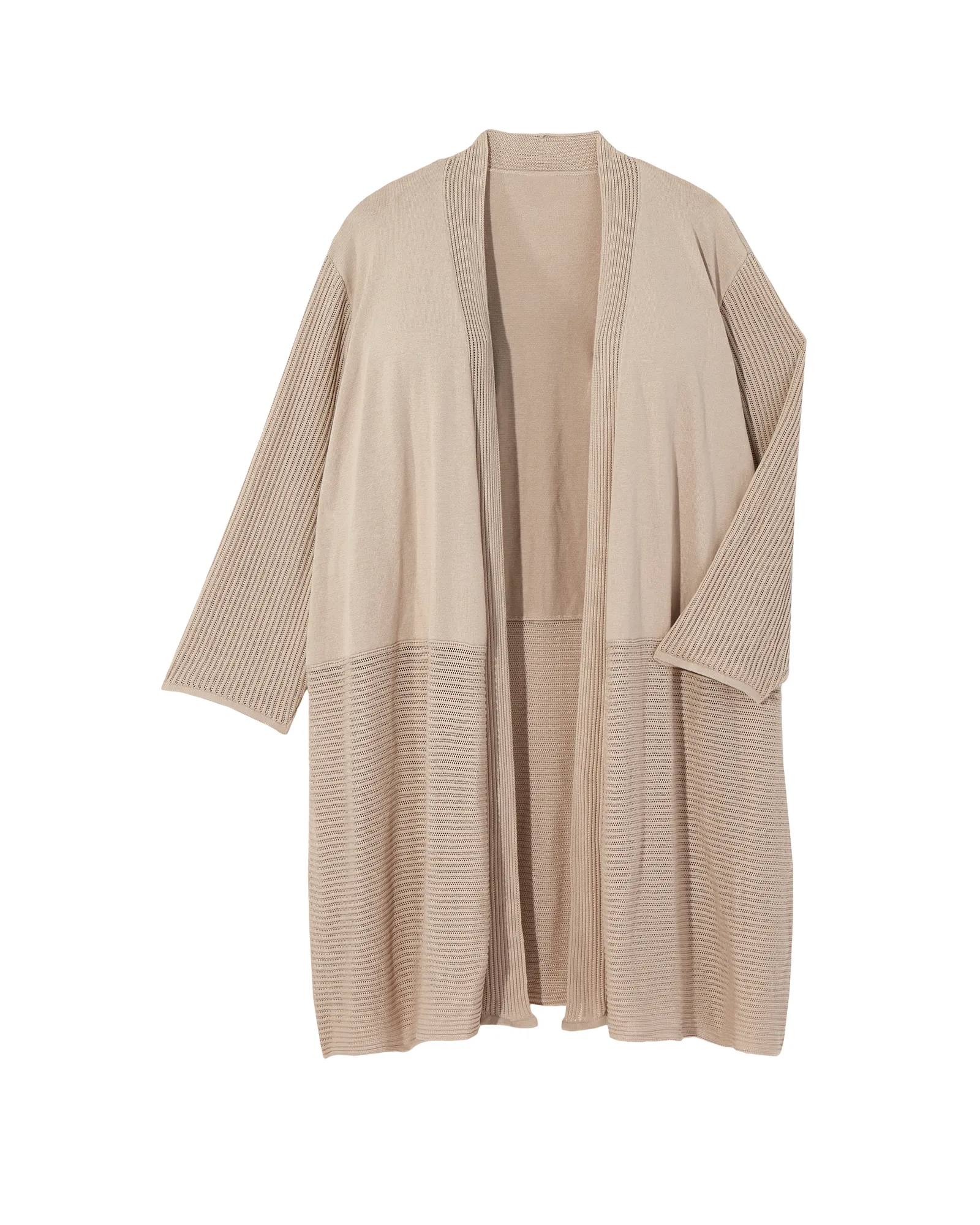 Maeve 3/4 Sleeve Pointelle Cardigan | Tan