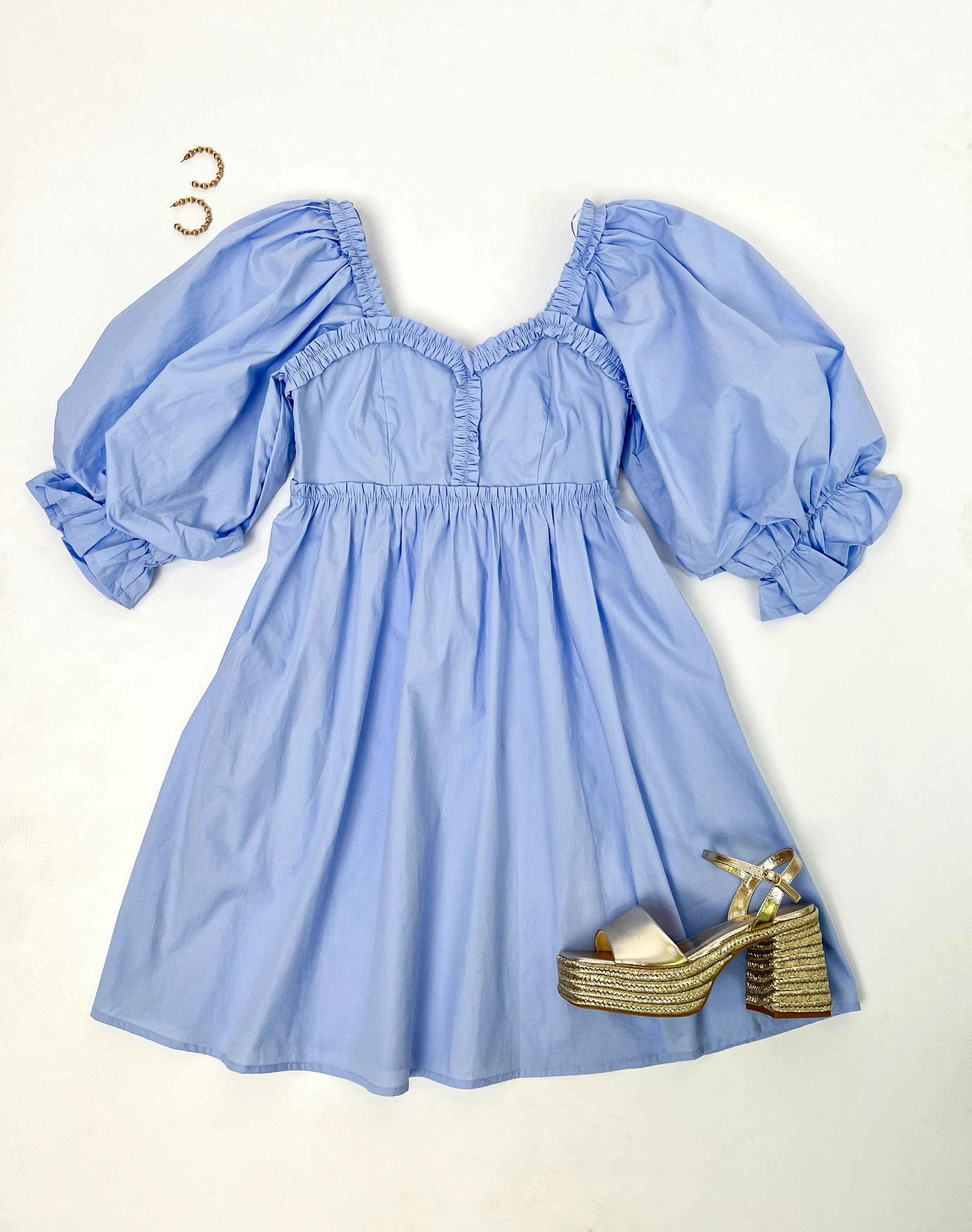 MAKING MEMORIES BLUE RUFFLE BABYDOLL DRESS